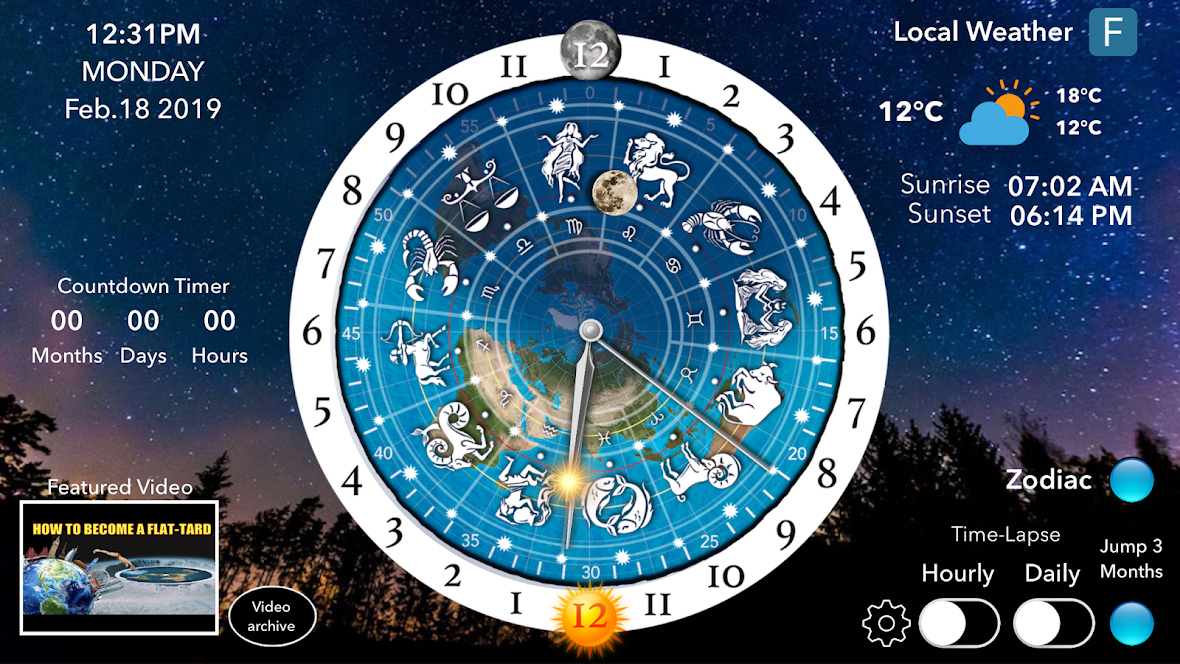 Flat Earth Sun, Moon & Zodiac Clock v5.9.4 (Paid) Apk