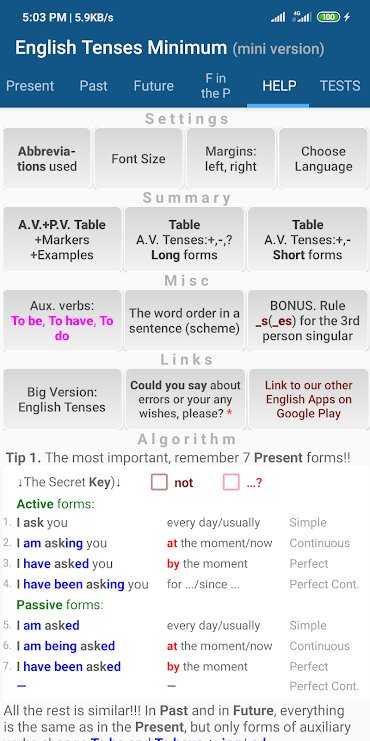 English Tenses Short Course v3.2 (Patched) Apk