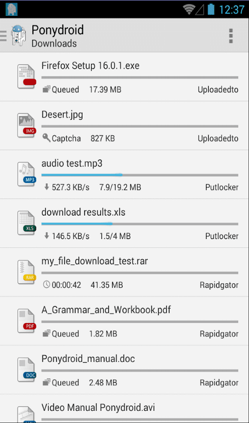 Ponydroid Download Manager v1.6.2 (Patched) Apk
