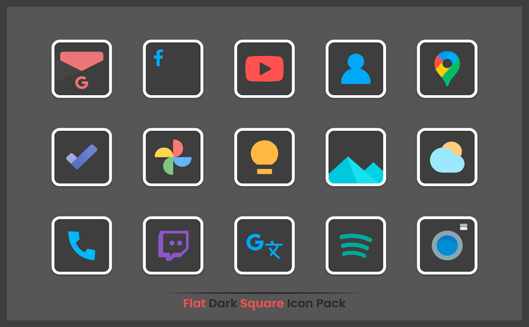 Flat Dark Square Icon Pack v2.4 (Paid) APK