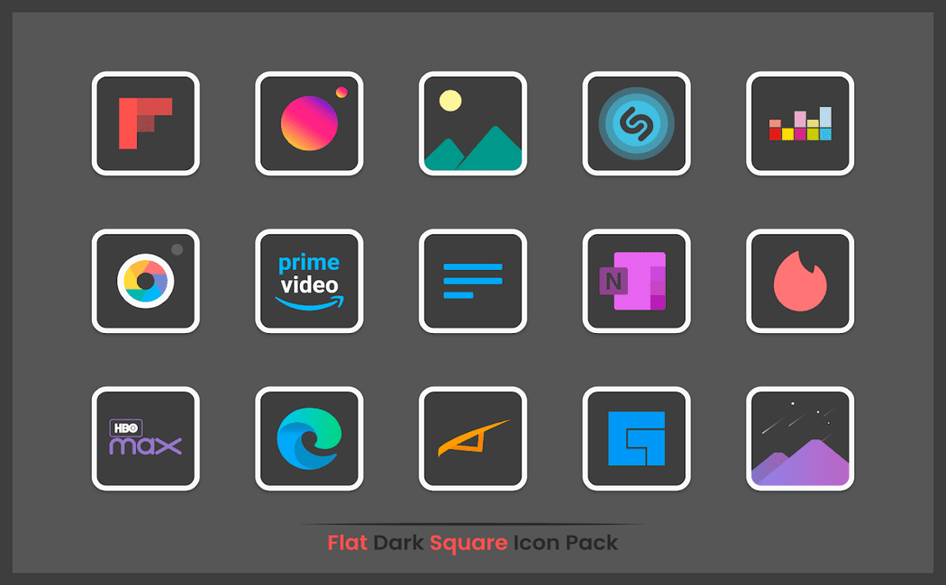 Flat Dark Square Icon Pack v2.4 (Paid) APK